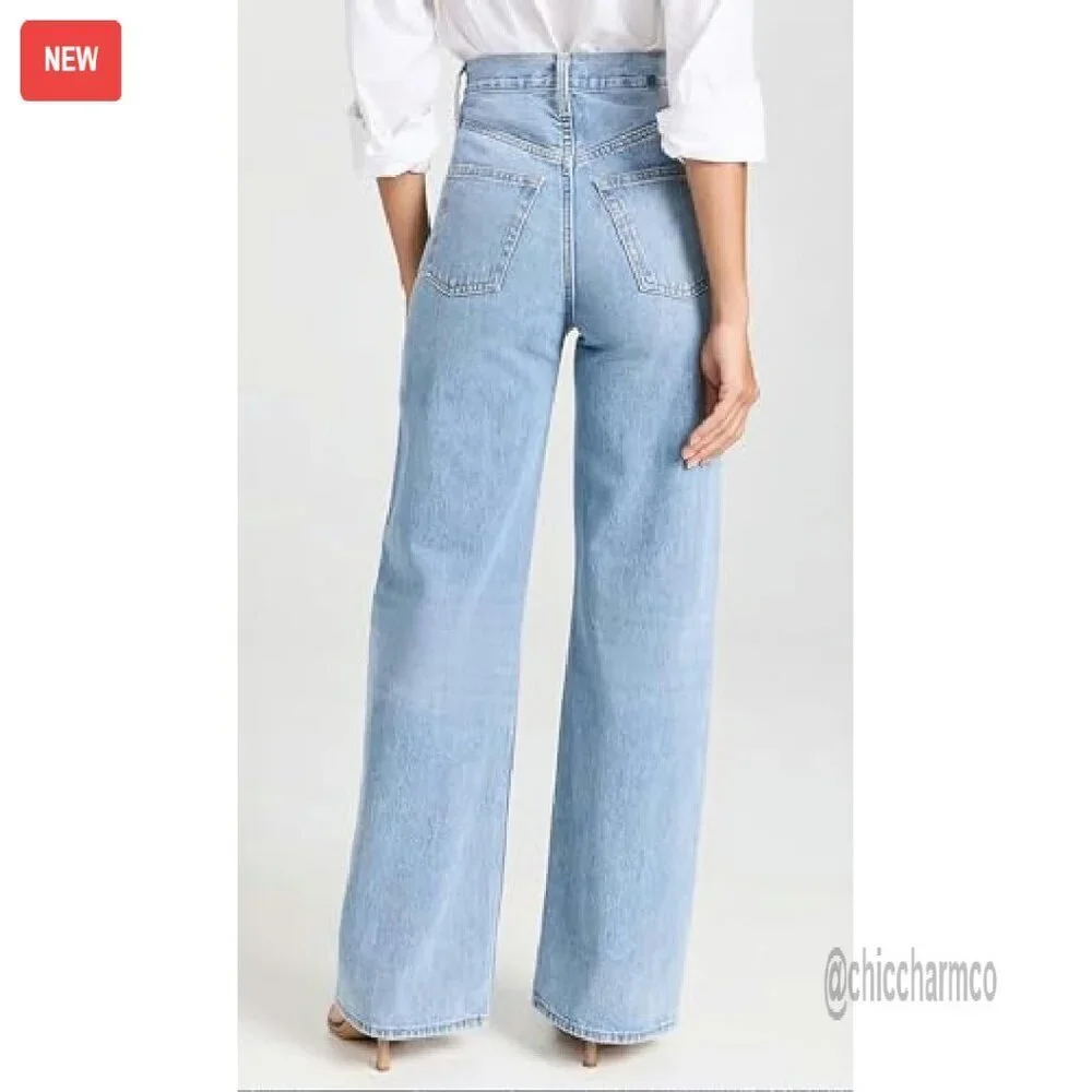 Wide Leg Straight Jeans High Waisted Stretchy Tummy Control Vintage